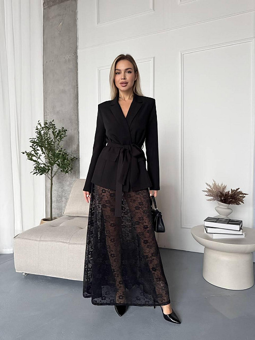 Женский стильный трендовый костюм двойка: жакет + юбка, костюмная ткань,гипюр + трикотажная подкладка Одесса - изображение 2