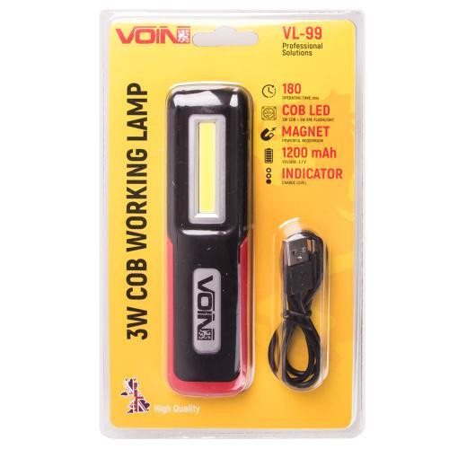 Переносной фонарь VOIN VL-99 с 3W-COB и 3W XPE, аккумулятор 1200mAh, магнит, индикатор заряда Харьков - изображение 8