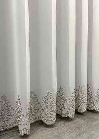 Тюль креп с вышивкой и люрексом цвет молочный с серым 1819т Киев