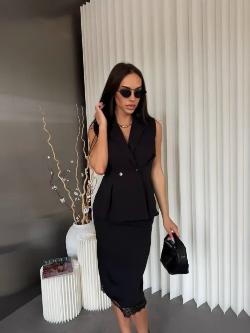 Женский костюм с жилетом и юбка с кружевом Одесса - изображение 3