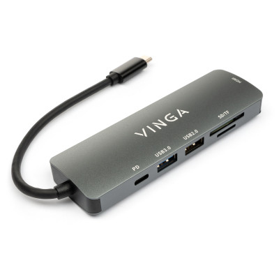 Концентратор Vinga USB Type-C 3.1 to HDMI+USB3.0+USB 2.0+SD/microSD+PD 6in1 (VHC6) Вінниця - фото 2