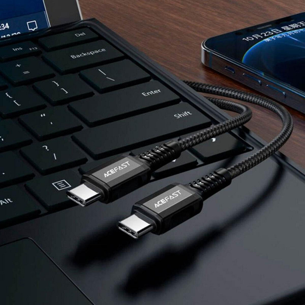 Кабель ACEFAST C1-09 USB-C - USB-C aluminum alloy audio/video transmission full-featured data cable Black Одесса - изображение 3
