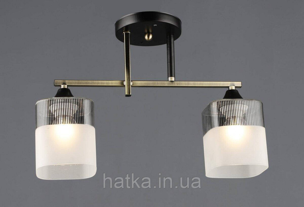 Люстра стельова на 2 плафони VALESO E27 Бронза Чорний Скло Сталь A4425/2 Київ - фото 1