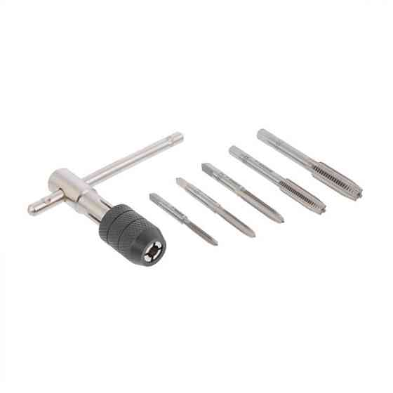 Набор метчиков с Т-образным держателем, 6 ед., M4, M5, M6, M8, M10 INTERTOOL SD-8018 Киев