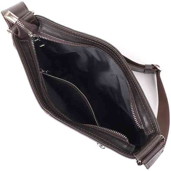 Стильна сумка через плече для чоловіків із натуральної шкіри Коричневий (GRANDE PELLE) Київ