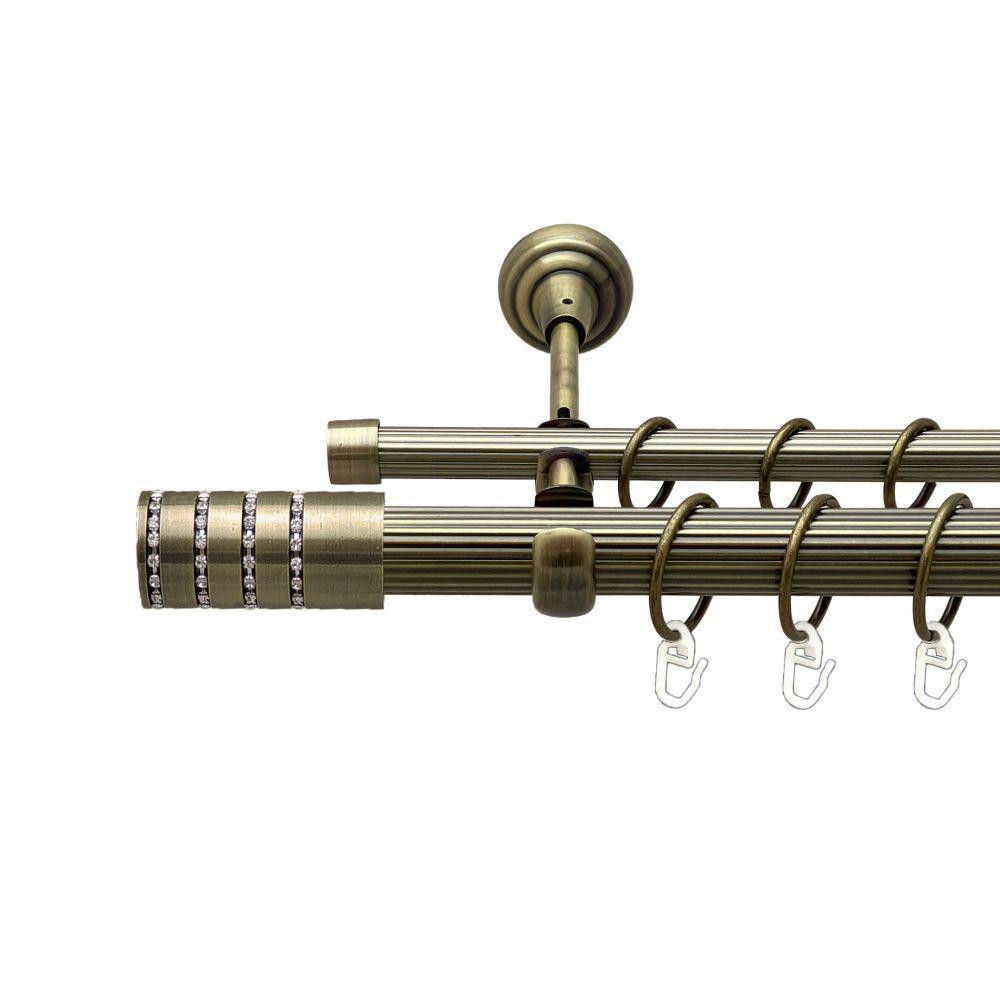 Карниз Orvit Барамелла металевий дворядний відкритий рифлена труба кільце металеве Антик 25\16 мм 240 см (00-00017955) Львів - фото 1