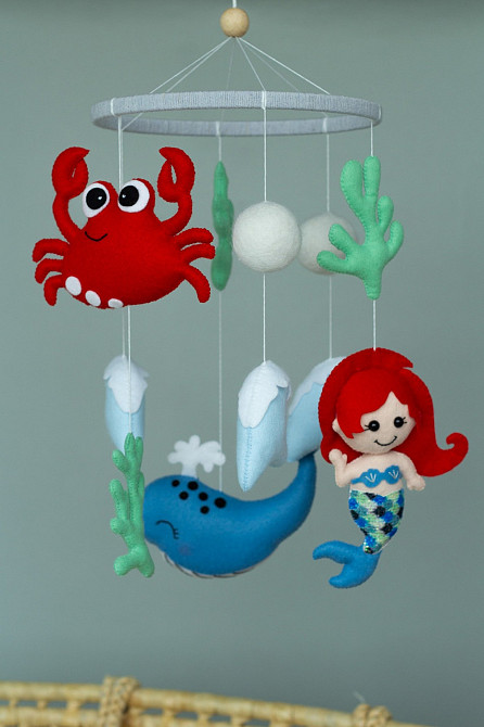 Дитячий музичний мобіль на ліжечко для немовлят WooolyWool «Русалонька» з 35 мелодіями Київ - фото 6