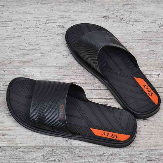 Шлепанцы мужские Fly Форсаж влагостойкие облегченные черные с оранжевым Киев