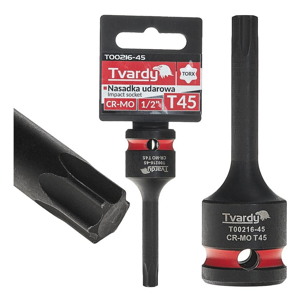 Головка ударна "Tvardy" з хром-молібденової сталі (Cr-Mo)  1/2"  Torx T45 довжиною  77мм Киев - изображение 2