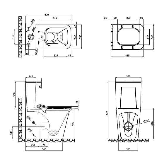 Бачок Qtap Nando унітаза підлогового нижнього підведення QT12221222AW2 Київ
