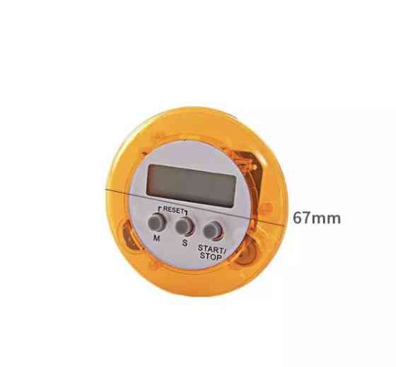 Таймер для кухні, зворотній відлік, колір помаранчевий, ЖК-дисплей, на магніті, з зажимом та підставкою на задній частині виробу Київ