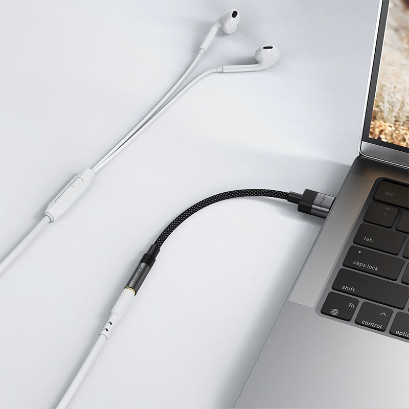 Перехідник USB-A --> 3.5 mm 15cm audio converter J13 Acefast black Вінниця - фото 5