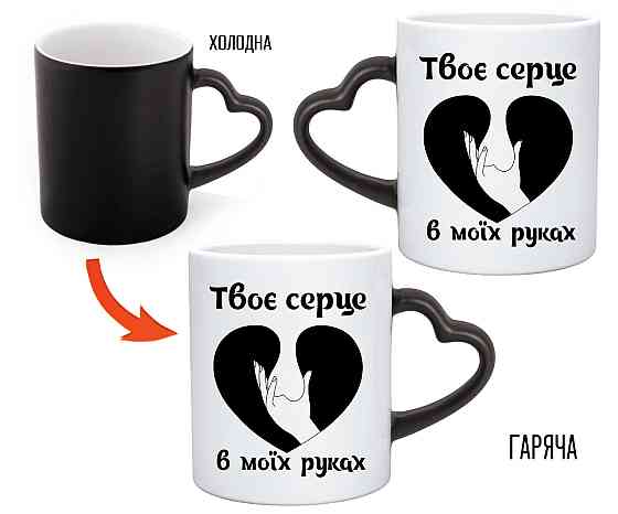 Подарункова прикольна чашка для коханого "Твоє серце в моїх руках" Одеса