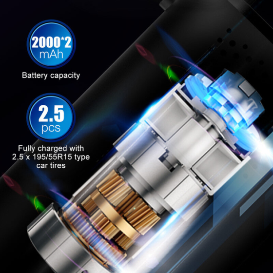 Насос акумуляторний цифровий AIR CZK-3668 50W Type-C з ліхтариком і перехідниками Вінниця