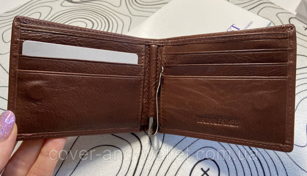 Маленький чоловічий гаманець із затискачем на магнітах із гладкої шкіри ST Leather Київ - фото 3