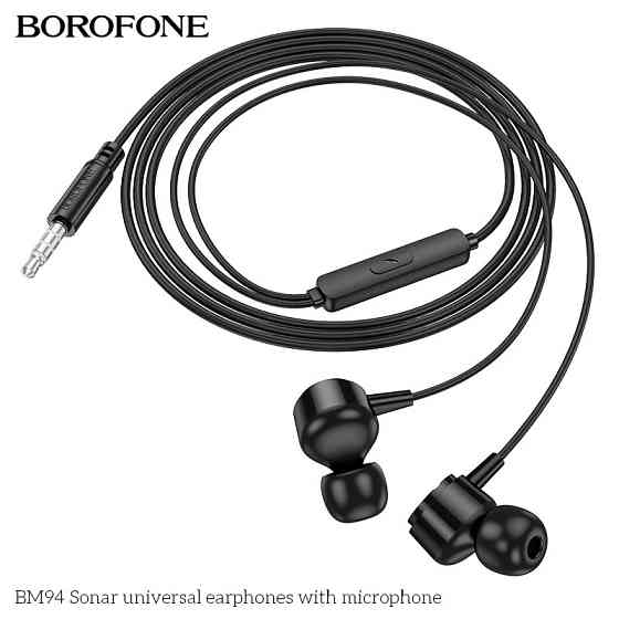 Навушники BOROFONE BM94 Sonar universal earphones with microphone Black Одеса