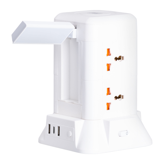 Yiwu Мережевий фільтр подовжувач 2.8 м з лампою на 6 універсальних розеток з 2 USB, 1 Type-C, б Коломыя