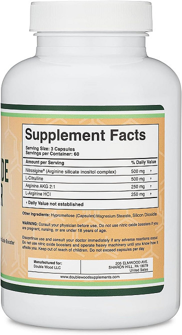 Підтримка рівня оксиду озоту Double Wood Supplements Nitric Oxide Booster 1500 mg 180 caps Луцьк - фото 2