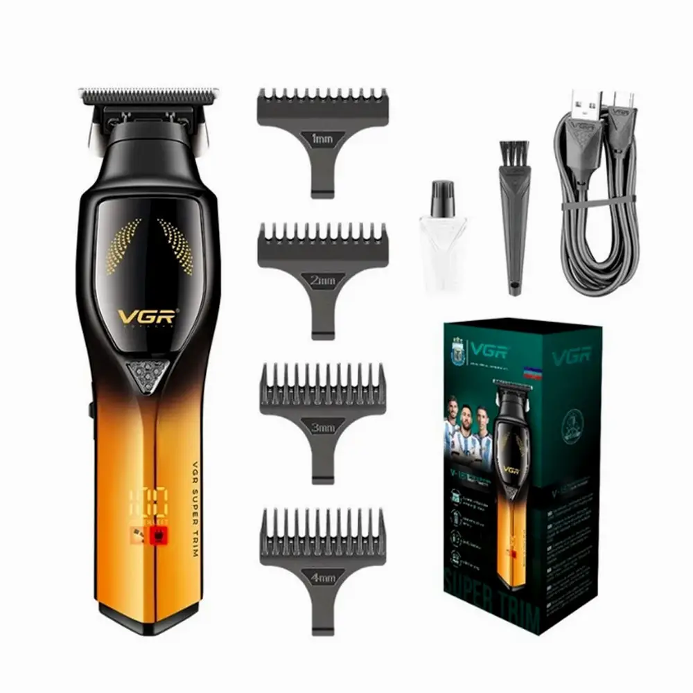 Бездротовий тример-машинка для стриження волосся VGR V-187 (4 насадки) Золотистий Вінниця - фото 1
