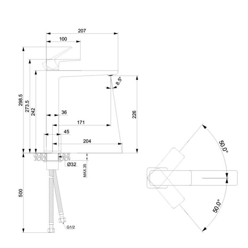 Смеситель для раковины высокий Lidz Orion 001FH (k25) LDORI001FHCRM48096 Chrome Киев - изображение 10