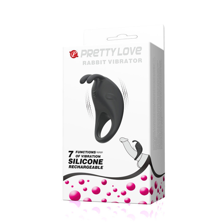 Эрекционное виброкольцо Pretty Love Rabbit Vibrator с клиторальной стимуляцией, черное Sex Aura Киев - изображение 9