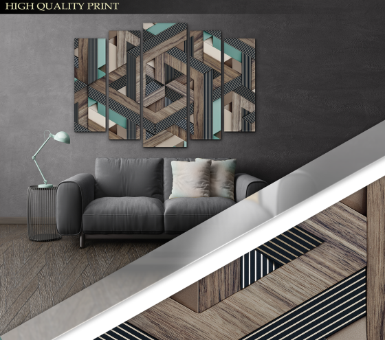 Модульна картина у вітальню / спальню Абстракція дерев'яний візерунок Art-425_5 ( 80х118см ) Київ