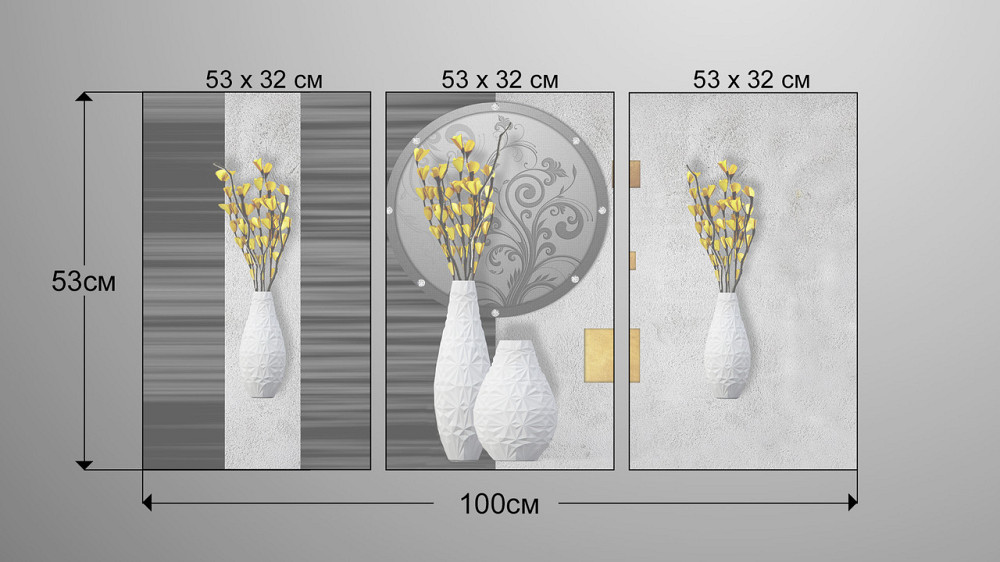Модульна картина Квіти у вазі Аrt-210_3А Київ - фото 3