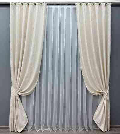 Комплект готових штор VR-Textil Жакард Sultan YL № 1763ш Молочний 150х270 см 2 шт (33-0725) Київ