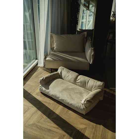 Велюровий диванчик для собак і котів Incor бежевий 10073 L (100х60х30) Київ