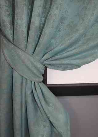 Комплект коротких штор VR-Textil Жакард Sultan XO № 1148ш Жакард Бірюзово-сірий 130х170 см 2 шт (35-0119) Київ