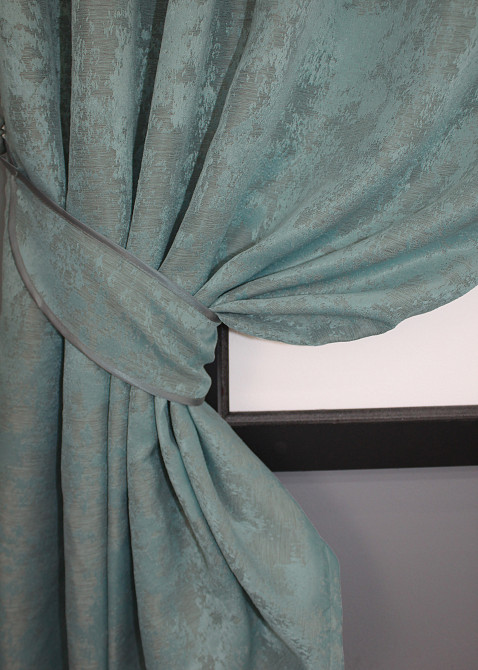 Комплект коротких штор VR-Textil Жакард Sultan XO № 1148ш Жакард Бірюзово-сірий 130х170 см 2 шт (35-0119) Київ - фото 3