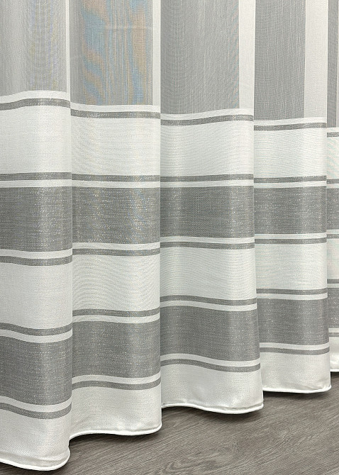 Тюль бамбук с вышивкой и люрексом цвет белый с серым 1816т Киев - изображение 5