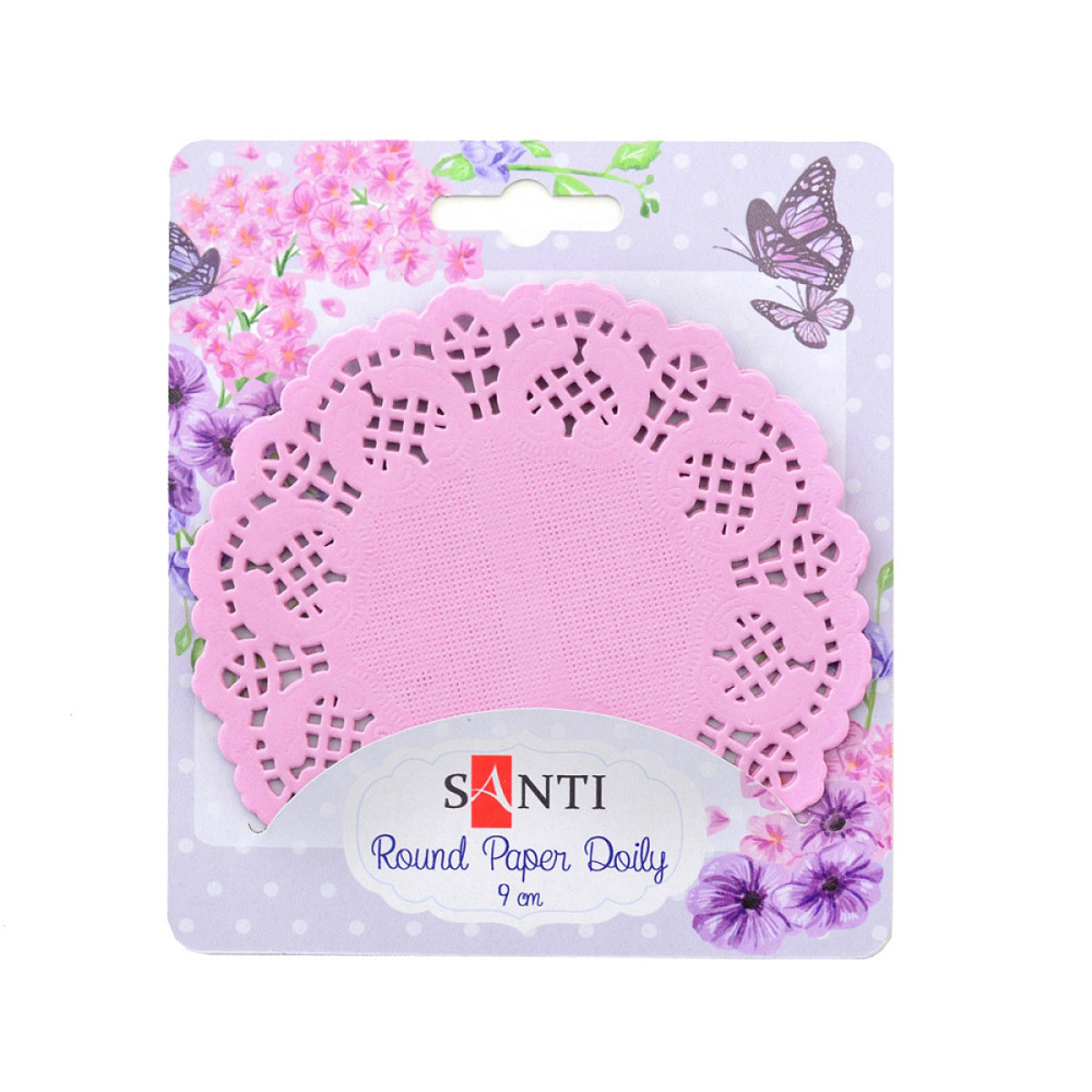 Набор серветок ажурних "Santi" 741678  круглих, колір рожевий, діаметр 9 см, 12 шт., шт Київ - фото 1