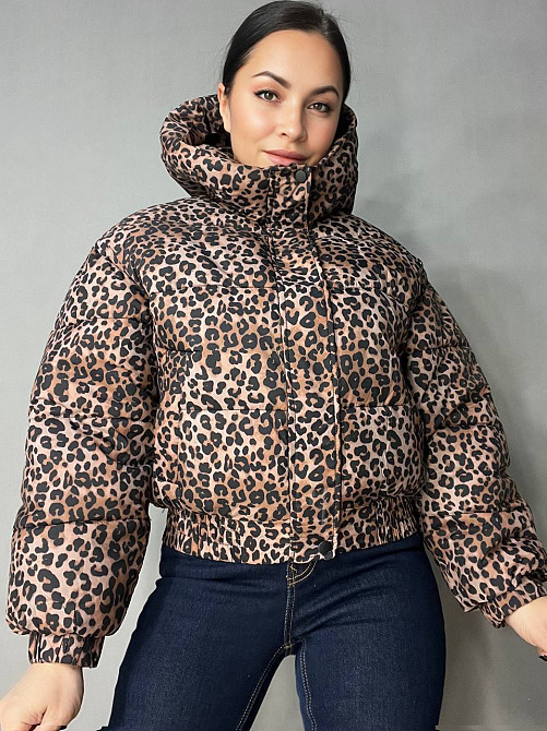Куртка женская Lady Yep 9006 короткая с капюшоном леопардовый принт на резинке демисезонная коричневая, коричневый, 42 Киев - изображение 11