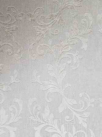 Шпалери вінілові на флізелін метрові Marburg Kingdom 31517 завитки сріблом на світло-сірому тлі Київ