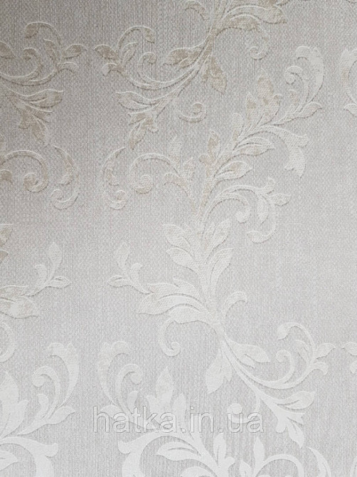 Шпалери вінілові на флізелін метрові Marburg Kingdom 31517 завитки сріблом на світло-сірому тлі Київ - фото 1