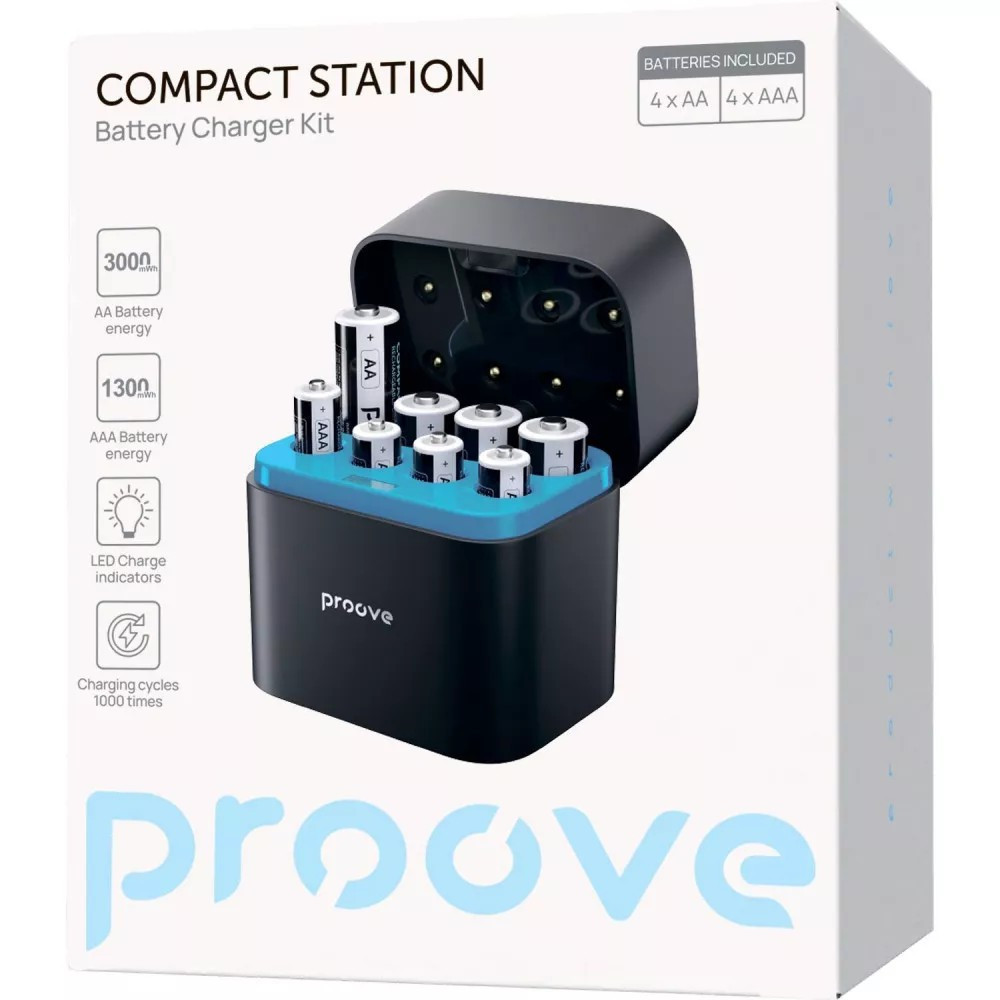 Зарядний пристрій Proove Compact Station 8pcs (4xAAA + 4xAA) Black (RBCS00000001) ( 13932 ) Харків - фото 1