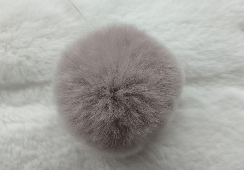 Хутряний бубон на шапку з кролика Rex Какао Харків - фото 2