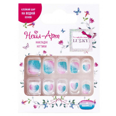 Дитяча косметика Lukky набір накладних нігтів на клейовій основі Aquarelle 10 шт (T19425) Вінниця - фото 1