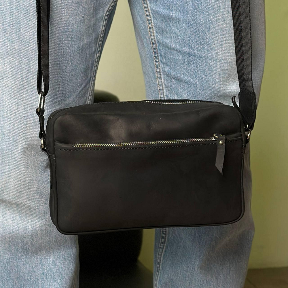 Сумка мужская через плечо, барсетка, кожаная вместительная, чернаяMasterSem Киев - изображение 1
