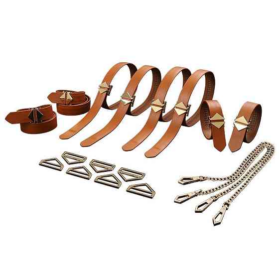 Набір із 8 ременів для зв'язування LOCKINK 8-Bondage-Straps Restraint Set — Brown Sex Aura Київ