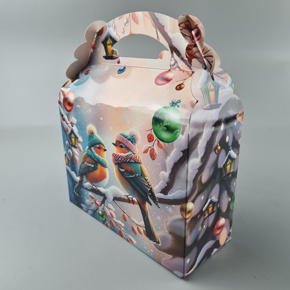 Новорічна подарункова картонна упаковка для цукерок (80 гм) No207 "Зимові синички" (1 шт.) Харків - фото 2