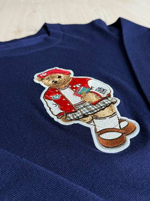 Светр жіночий A-N 2609 з нашивкою ведмедика оверсайз базовий one size, темно-синій, one size Київ - фото 16