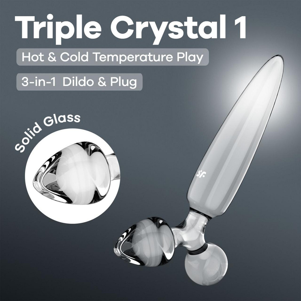 Тристоронній скляний дилдо Satisfyer Triple Crystal 1 Transparent Sex Aura Київ - фото 6