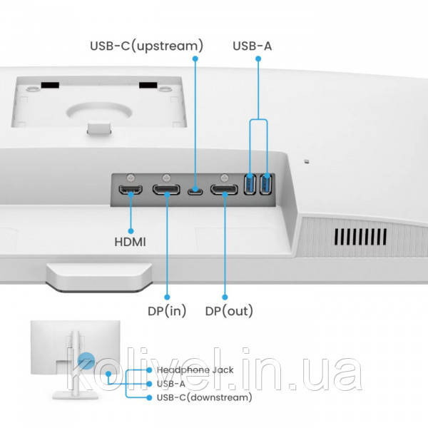 TFT 27" BenQ GW2790QT, IPS, QHD, 75 Гц, HDMI, DP, USB-C, HAS, колонки, білий (GW2790QT) Київ - фото 8