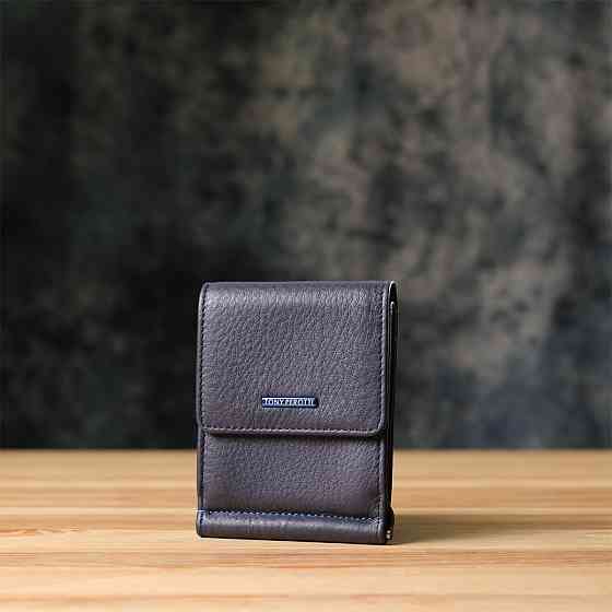 Вертикальный мужской зажим из зернистой натуральной кожи Tony Perotti 20862_1 (3595 navy) Синий Киев