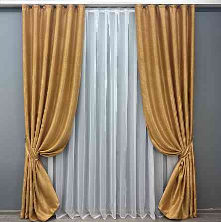 Комплект готовых штор VR-Textil Софт № 373ш Золотистый 150х270 см 2шт (30-367) Киев