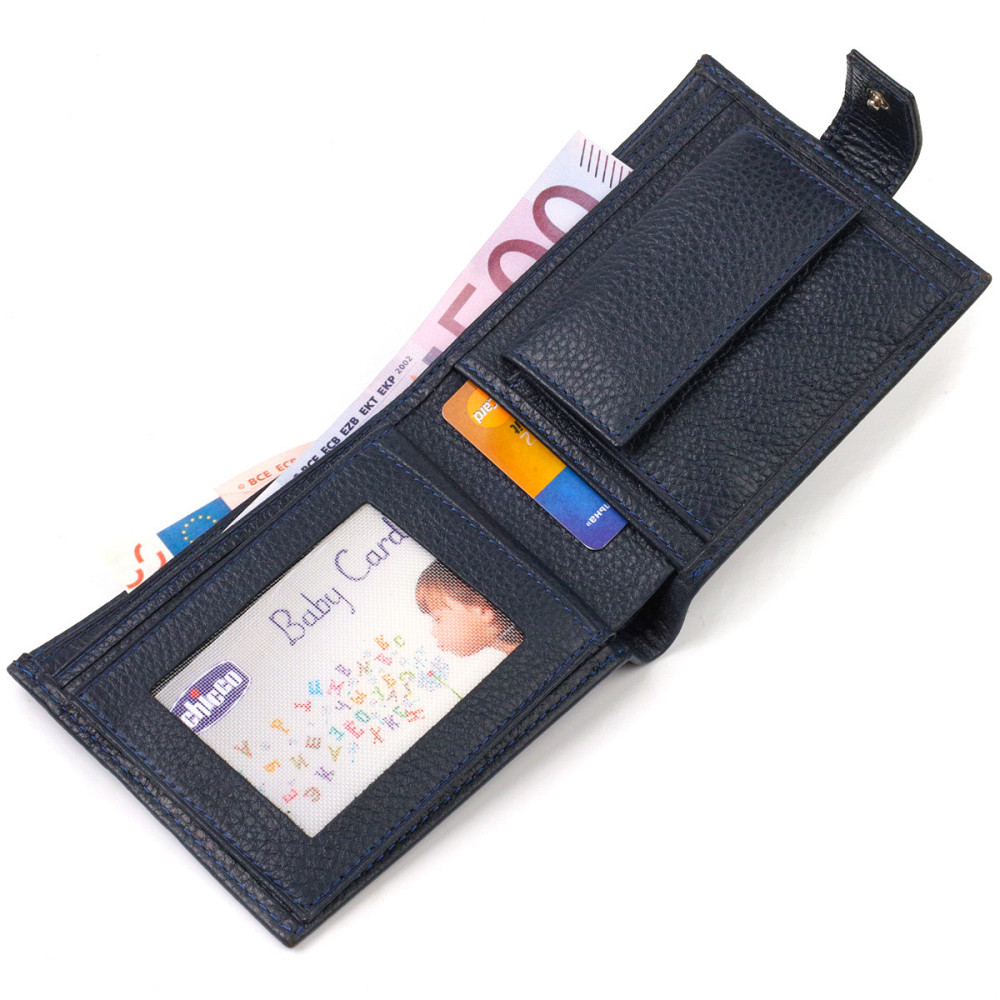 Популярний горизонтальний гаманець для чоловіків із натуральної шкіри флотар CANPELLINI 21884 Синє Київ - фото 5