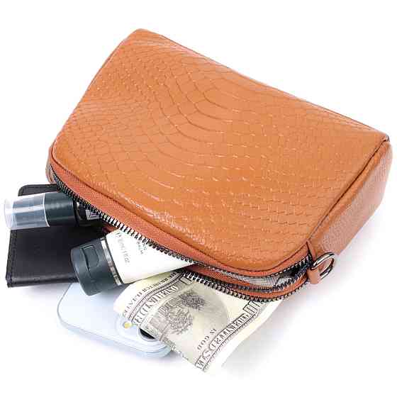 Невелика сумка для жінок на два відділення з натуральної шкіри Рудий (Vintage) Київ