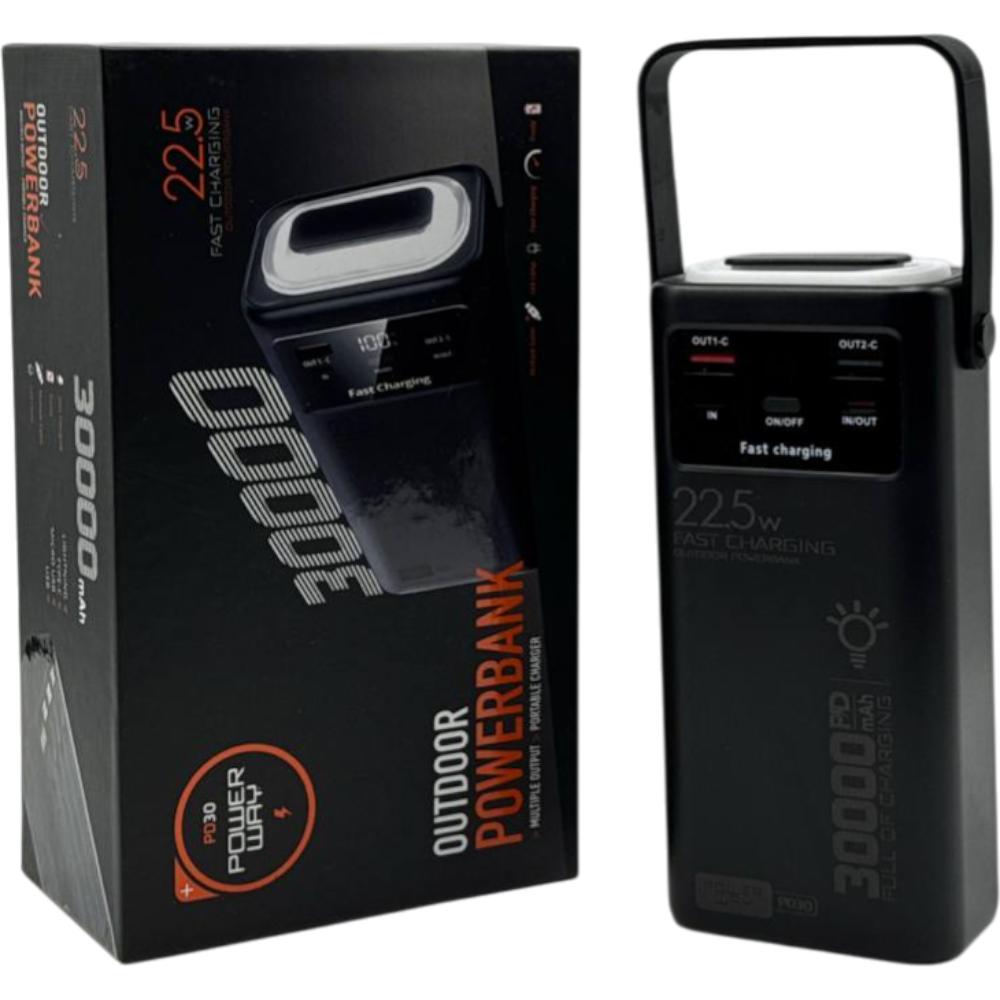Повербанк Power Way PD-30 30 000 mAh PD 20W + QC 22.5W Чёрный Днепр - изображение 5